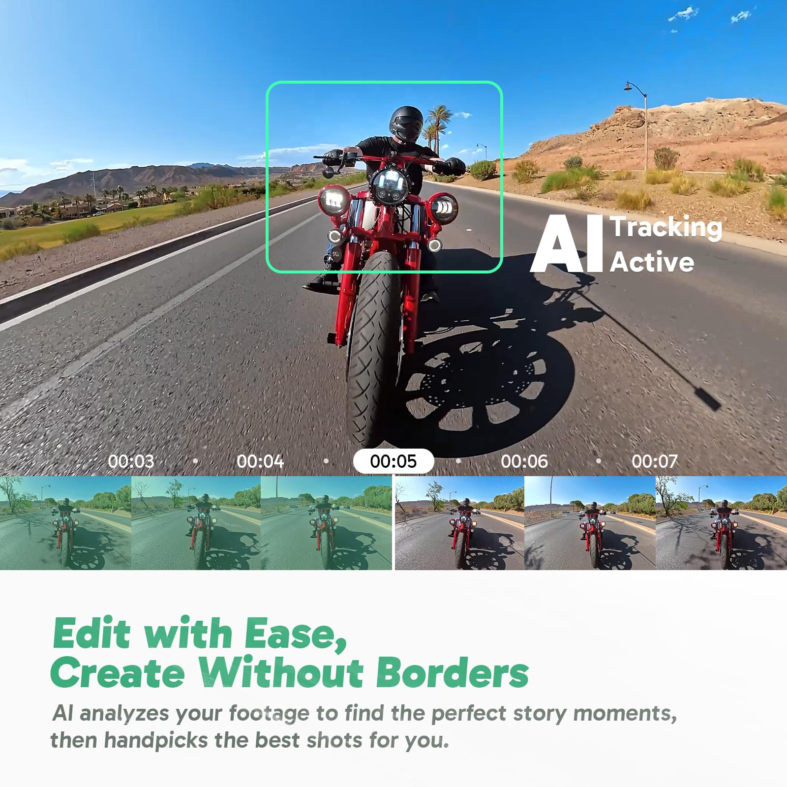 AKASO 360 Weatherproof 360° Action Camera - 5.7K 360 Video with 1/2" 48MP Sensors, 72MP 360 Photo, 360-SuperSmooth, Invisible Selfie Stick, 360° Horizon Lock, AI Tracking Motorcycle Combo