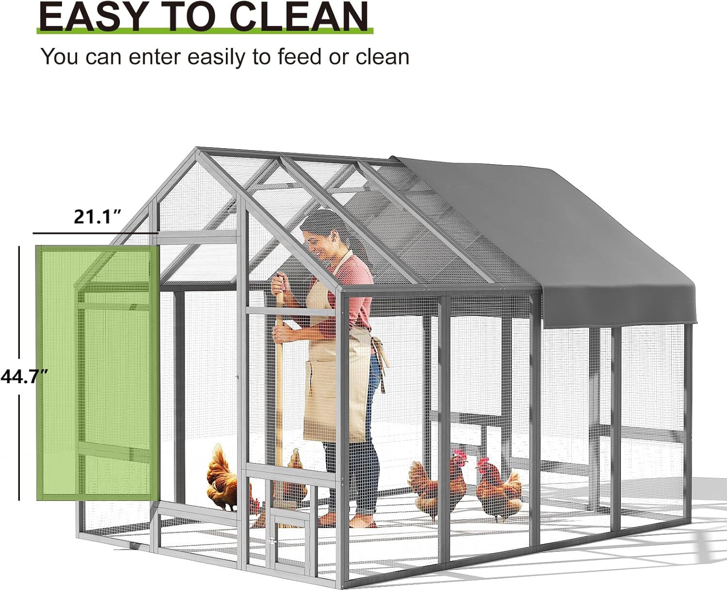 Chicken Coop for10-12 Chickens, Large Wooden Chickens Run, Outdoor Walk in Poultry Cage Duck Runs for Yard with Cover & Chicken Vegetable Feeder,Chicken House for Outside Farm Backyard