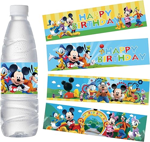 48 etiquetas para botellas de agua de ratón, suministros de fiesta de cumpleaños de ratón para niños, decoración de baby shower, regalos de fiesta