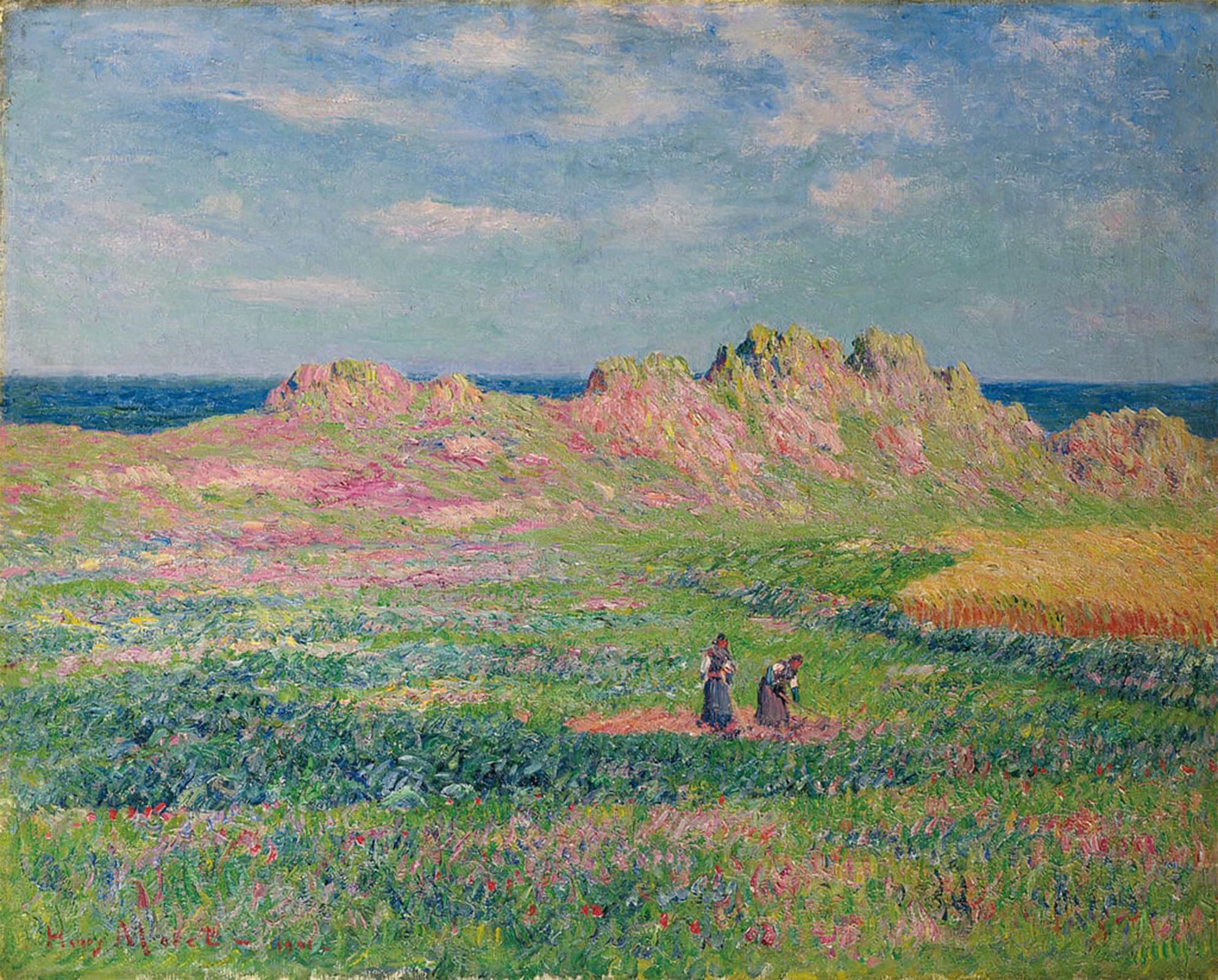 SERENDIPITP Abstract Painting Mural Print Picture Wall Decor Painting the Island of Ouessant by Henry Moret Vintage Wall Artwork for Home Decor 60x90cm