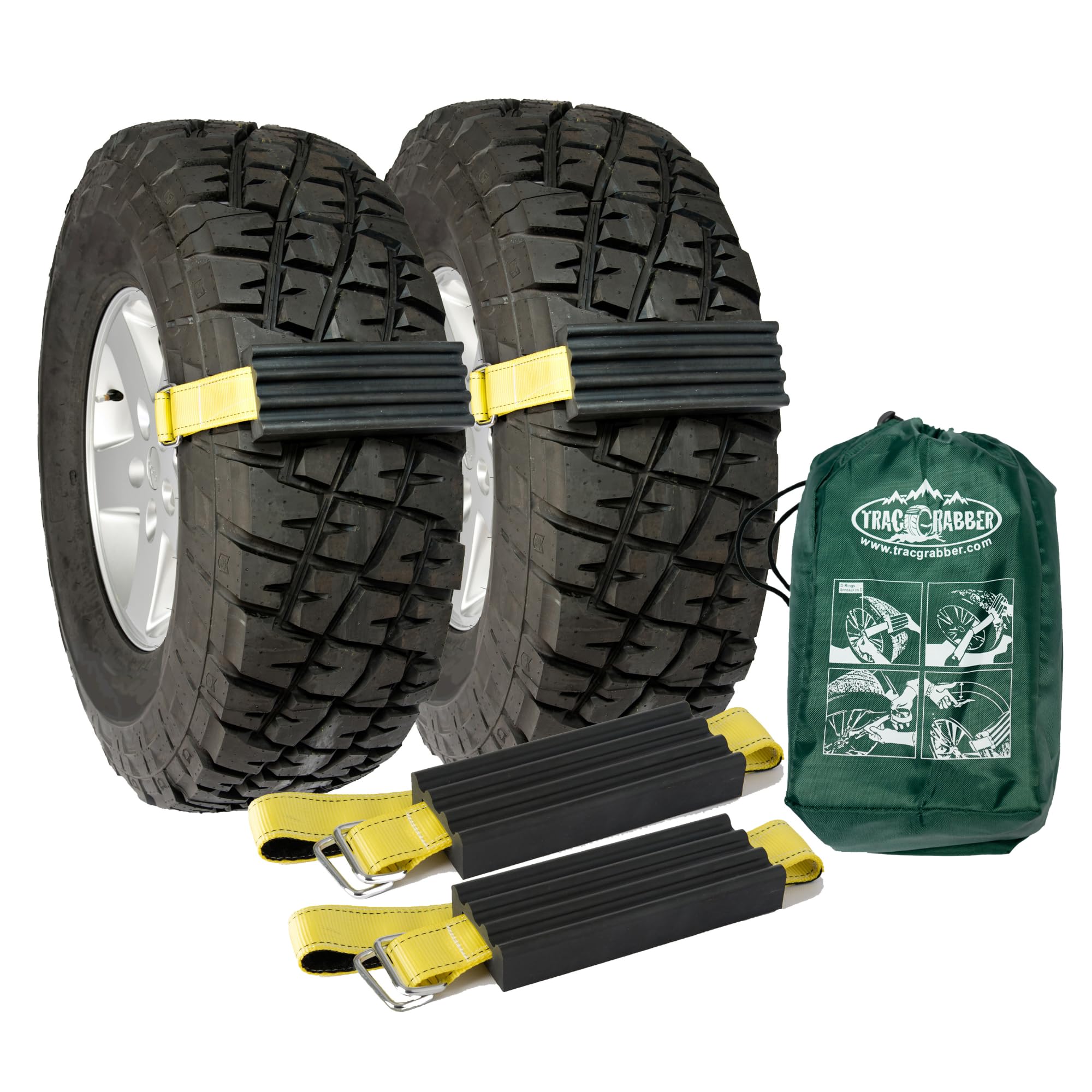 TRACGRABBER Tire Traction Device for Snow, Mud and Sand – For Trucks and Large SUVs, Set of 2 – Easy to Install, Get Unstuck Fast – A Snow Traction Mat or Snow Chain Alternative