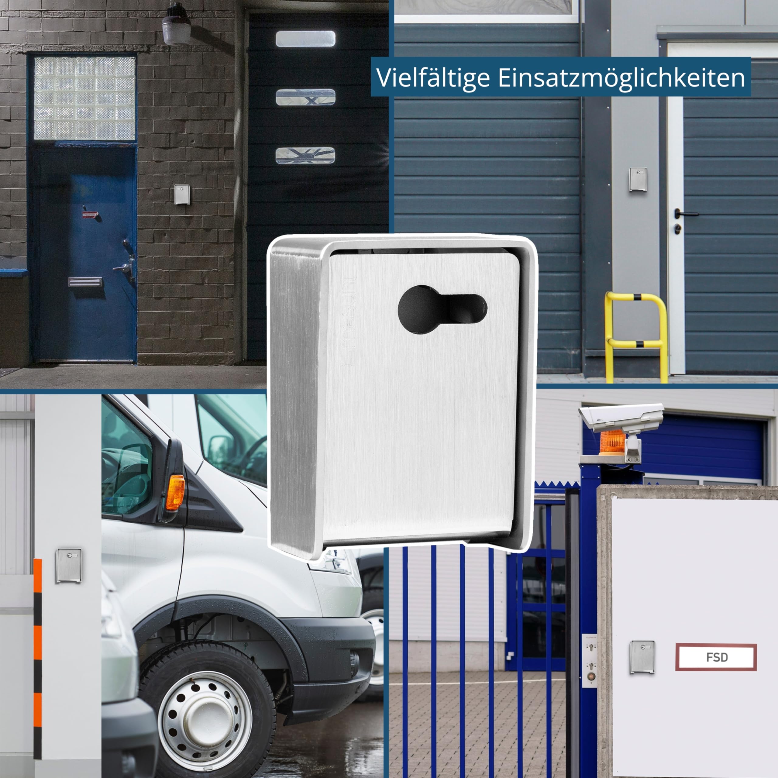 masunt Schlüsseldepot 221 Standard vorgerichtet PHZ aus Edelstahl – Wetterfeste Schlüsselbox für Innen- & Außenbereich, für Profilhalbzylinder, 3mm Wandstärke, Aufputz- & Unterputzmontage