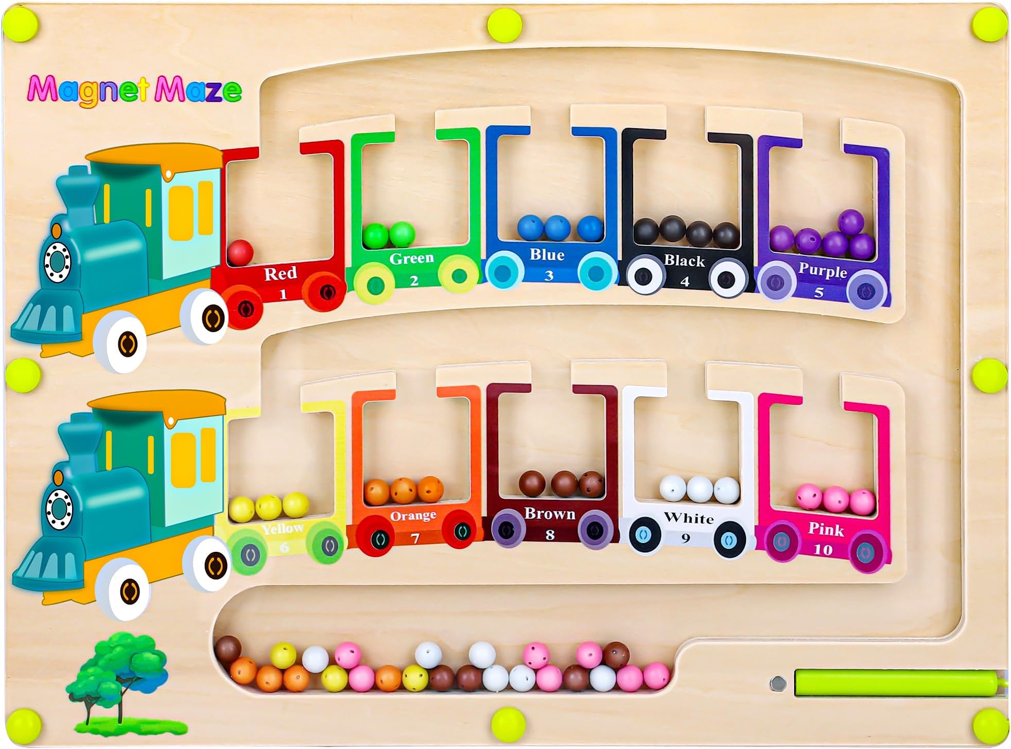 Montessori Toys for 3 4 5 6 Year Olds Boy Girl Kids,Vindany Magnetic Color Sorting and Number Maze Board,Magnetic Maze Wooden Toys Educational Counting Learning Sorting Toys Gifts