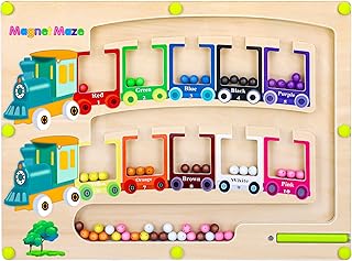 Vindany Magnetic Color and Number Maze Wooden Magnet Board Puzzles Toddler Activities Counting Matching Games Montessori Toys for Boys Girls 3 4 5 Years Old (Magnetic Color and Number Maze)