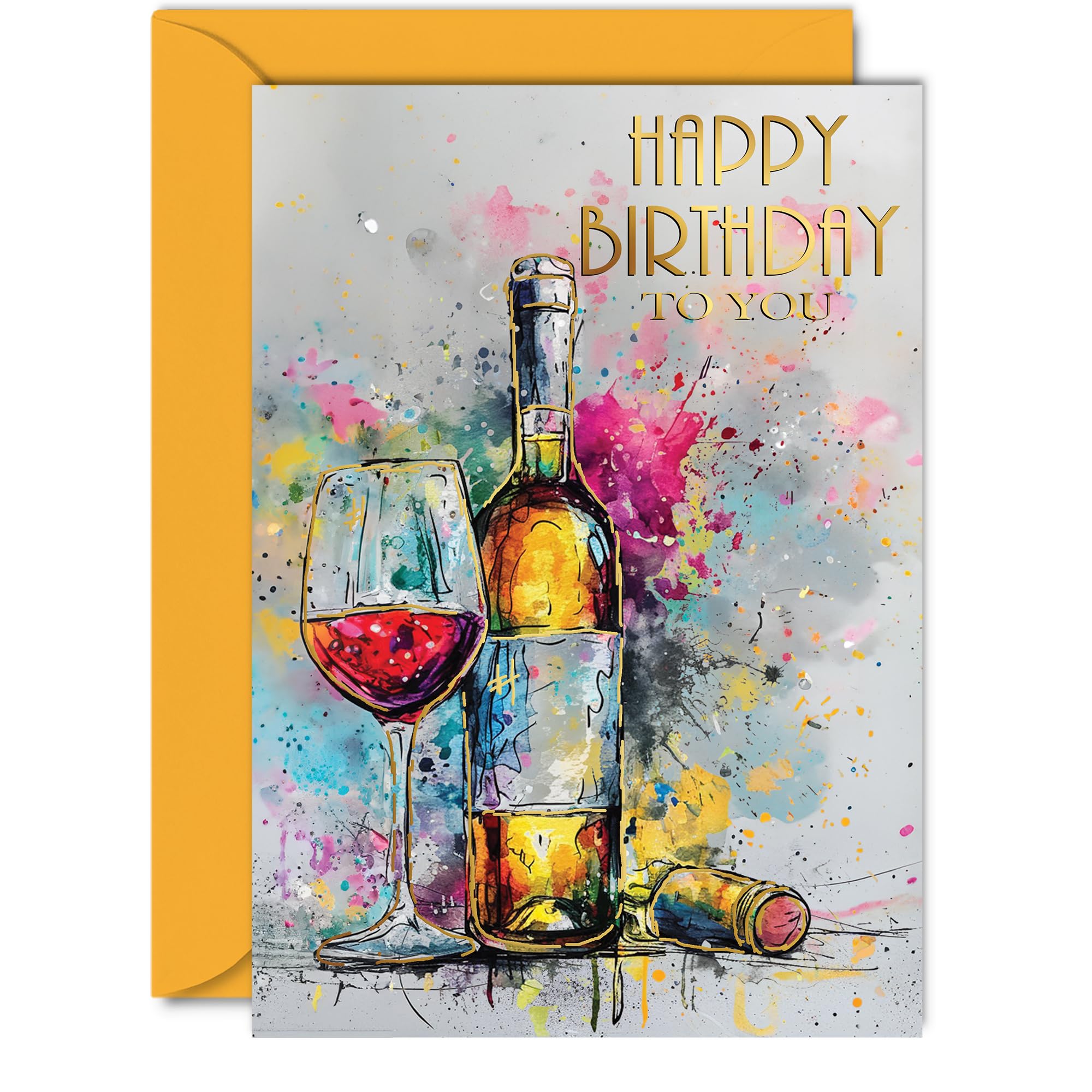 Beautiful Gold Birthday Cards for Women Her - Breathtaking Bottle - Elegant Traditional Pretty Birthday Card for Mom Daughter Grandma Auntie