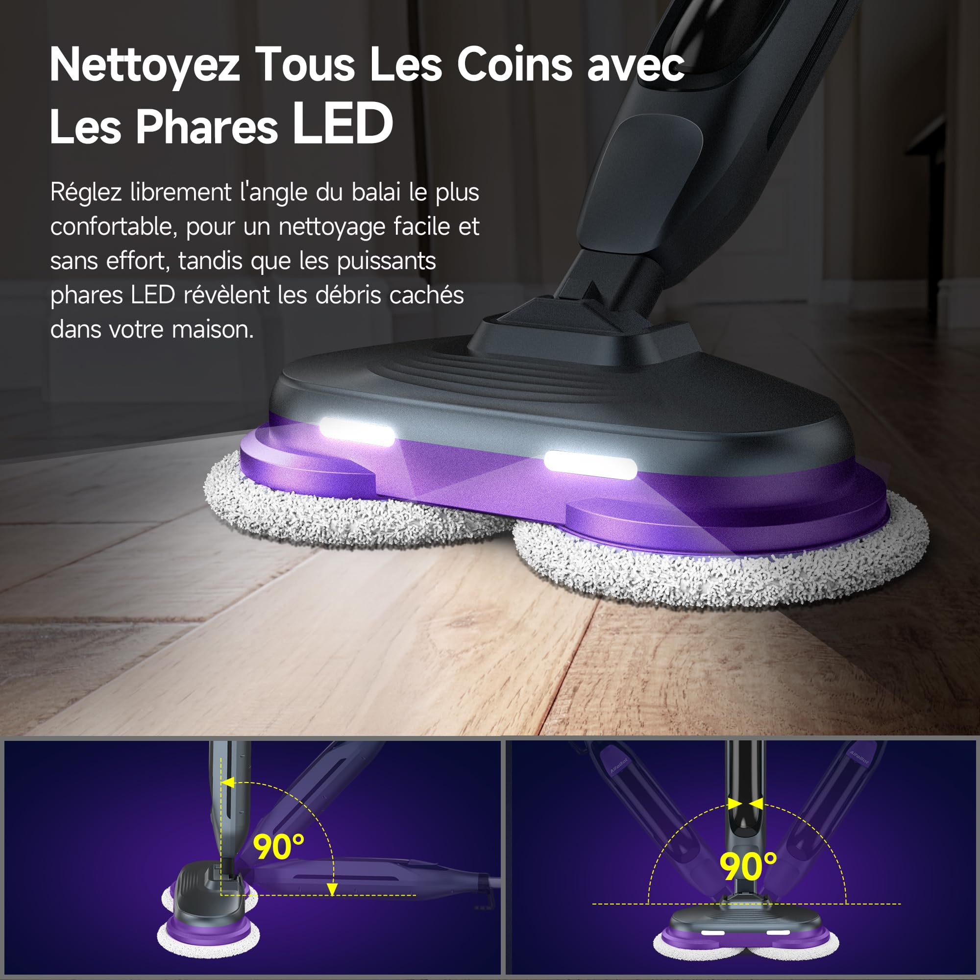 Nettoyeur Vapeur 3 Bars AlfaBot F2 | Élimine 99,9% des Bactéries Sans Produits Chimiques | Pour Sols Durs (Parquet, Carrelage) | Chauffage Express 30s