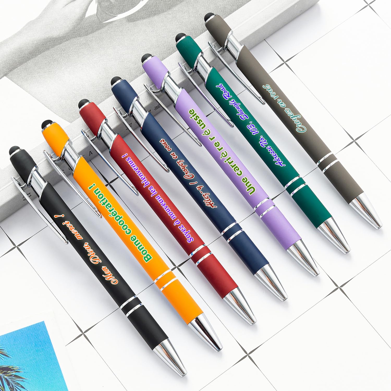 Stylos à bille personnalisés avec impression couleur, stylo à bille personnalisé avec vœux de mariage, de remise de diplôme d'anniversaire, stylo cadeau personnalisé, 96pièces
