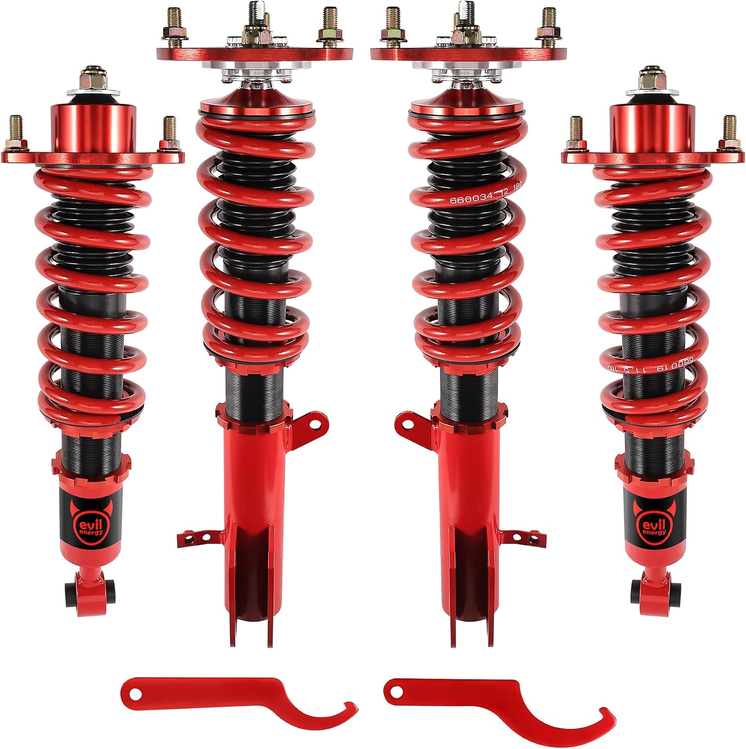 EVIL ENERGY Coilovers Compatible for Dodge Caliber 2007-2012, for Jeep Compass 2008-2017, for Jeep Patriot 2008-2010, Coilovers Suspension Kit, Height Adjustable Lowering Kit, Red