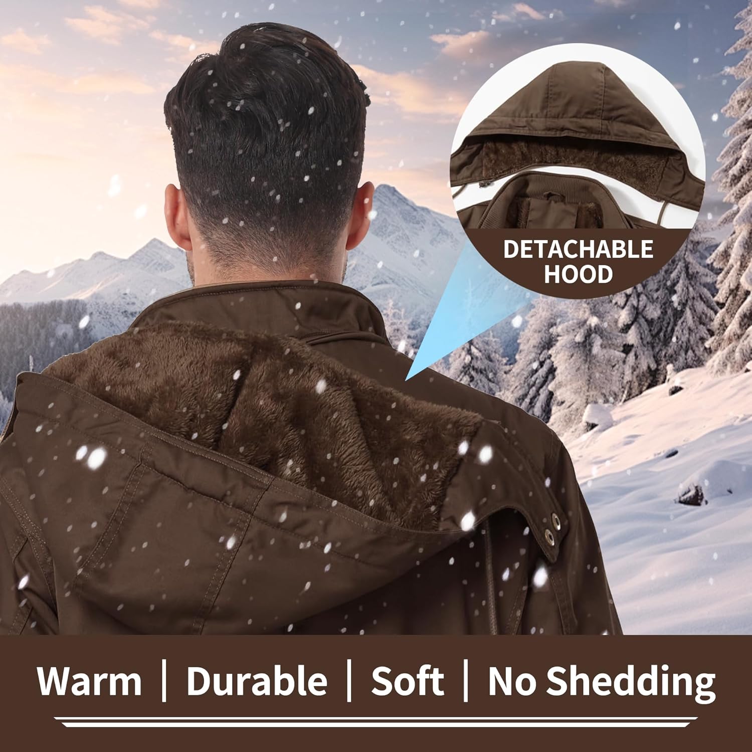 Men's Thick Winter Jackets Fleece Lined Thick Jackets Hood Work Jackets Coat Cotton Military with Cargo Pockets - Image 9