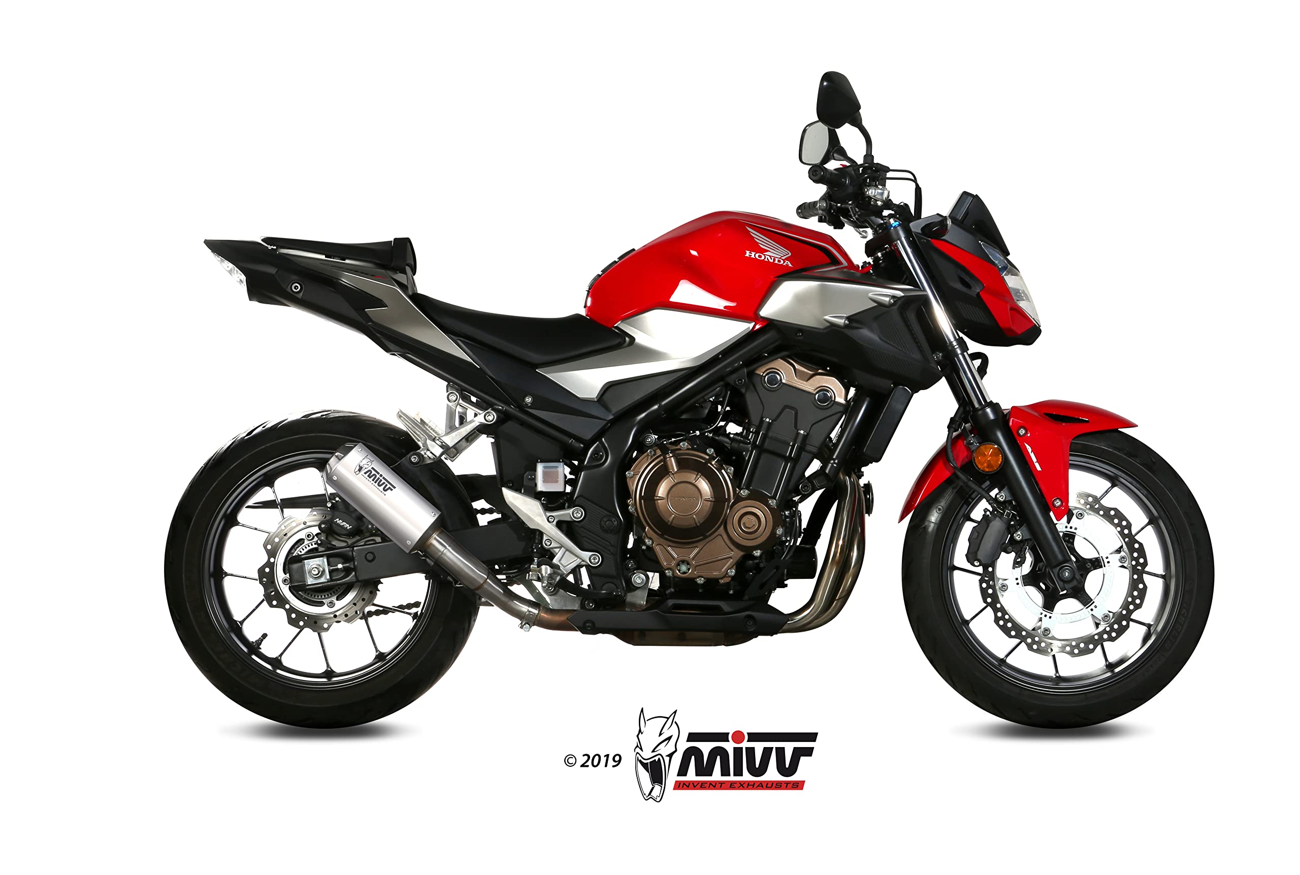 Tubo de escape Mivv SLIP-ON MK3 DE ACERO INOXIDABLE ESTÁNDAR Compatible con Honda CB 500 F 2019 > 2021 Euro4 > Euro5