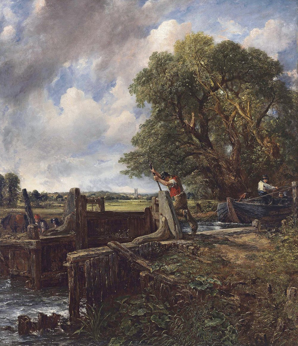 Tableau John Constable The Lock pour habiller un grand mur vide cadre marron