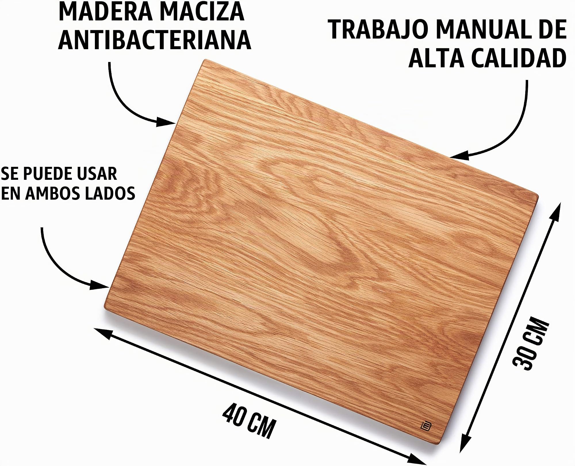 Inoxidable dings Tabla de cortar clásico roble, madera, 40 x 30 cm