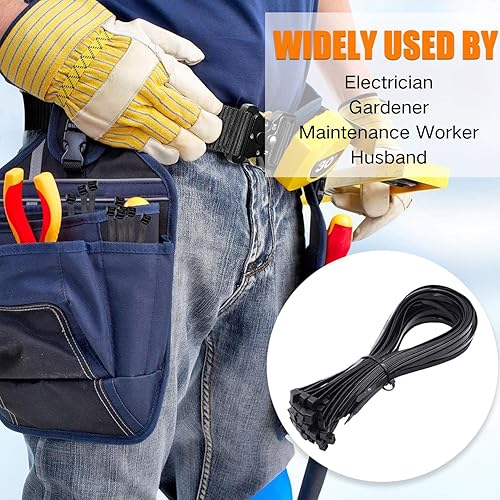 Miniatura 5 de Paquete de 1000 bridas negras de 12 pulgadas de largo, resistentes, 70 libras de resistencia a la tracción, bridas de plástico industriales, cierres