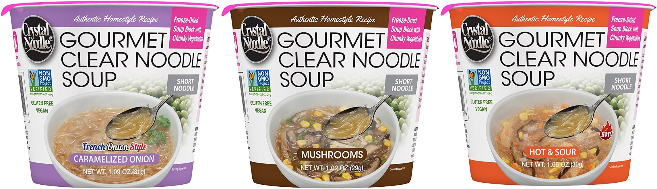 Crystal Noodle Non-GMO Short Noodle Soup, Variety Pack, 6 Count