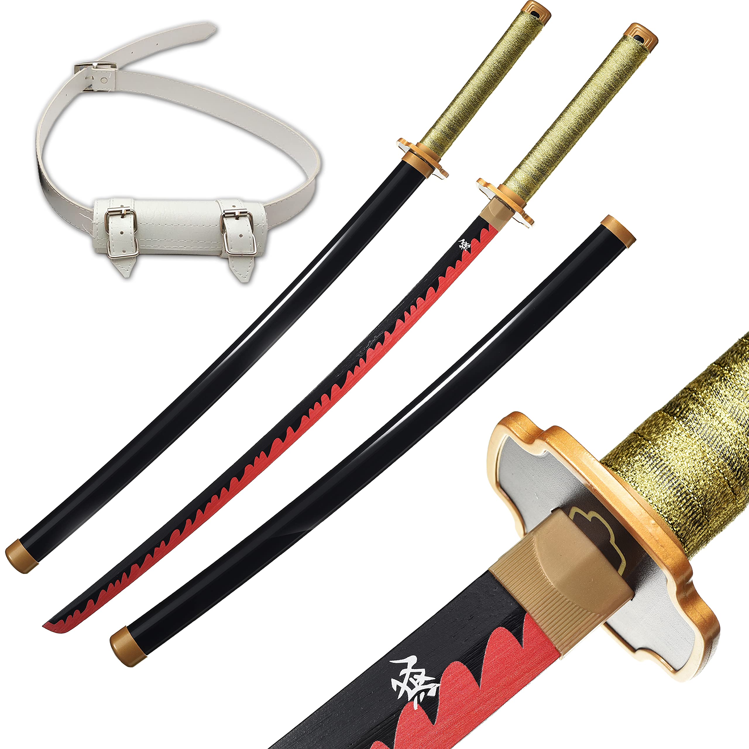 Demon Slayer Katana Bambus Cosplay Demon Slayer Anime Schwert 104cm -  Zenitsu, Tanjirou \u0026 Rengoku Stile Mit Gürtel Demon Slayer Schwerter, image size:2560x2560