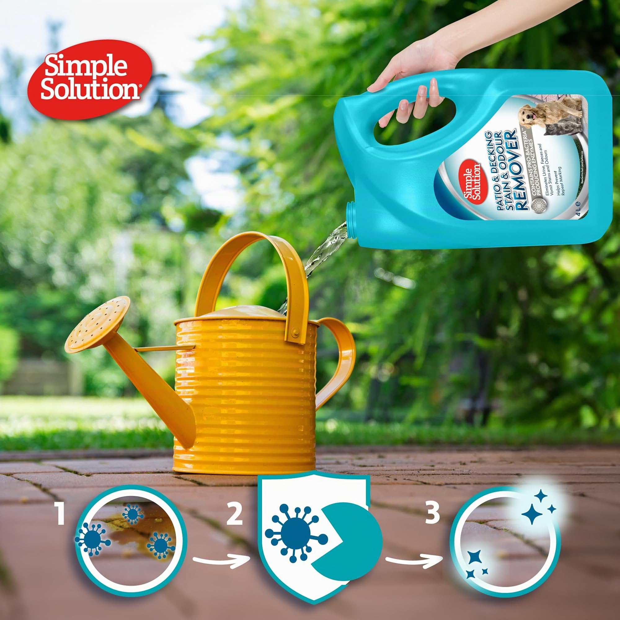 Simple Solution Patio & Decking Pet Stain and Odour Remover | Enzymatischer Reiniger mit Pro-Bakterien Reinigungskraft - 4 Liter