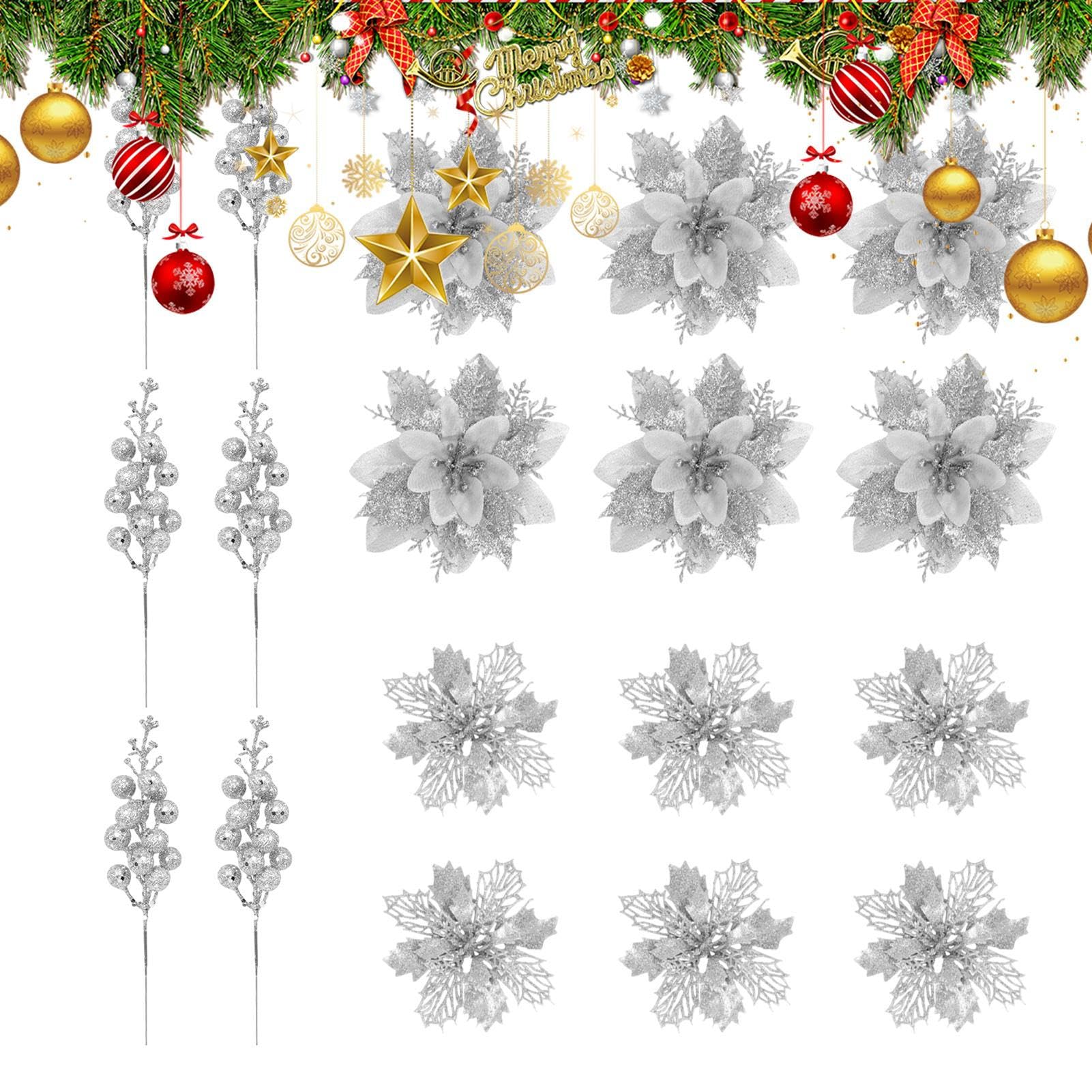 Fleurs de Noël artificielles et tiges de décoration pour guirlandes