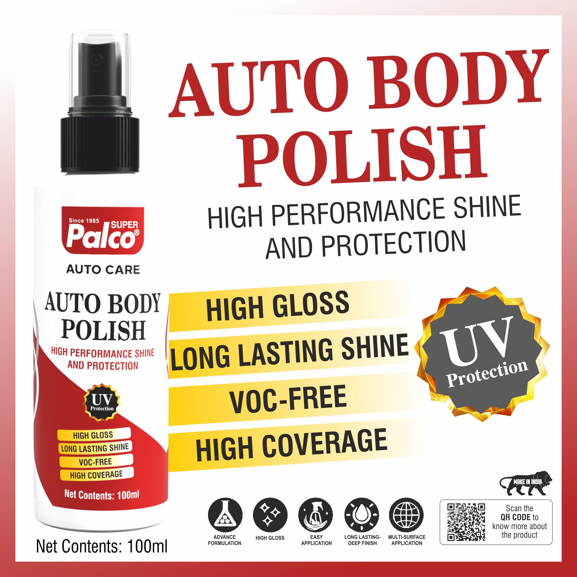 PALCO Auto Body Polish for Bike Car UV Protection Long Lasting Shine 100ml 2