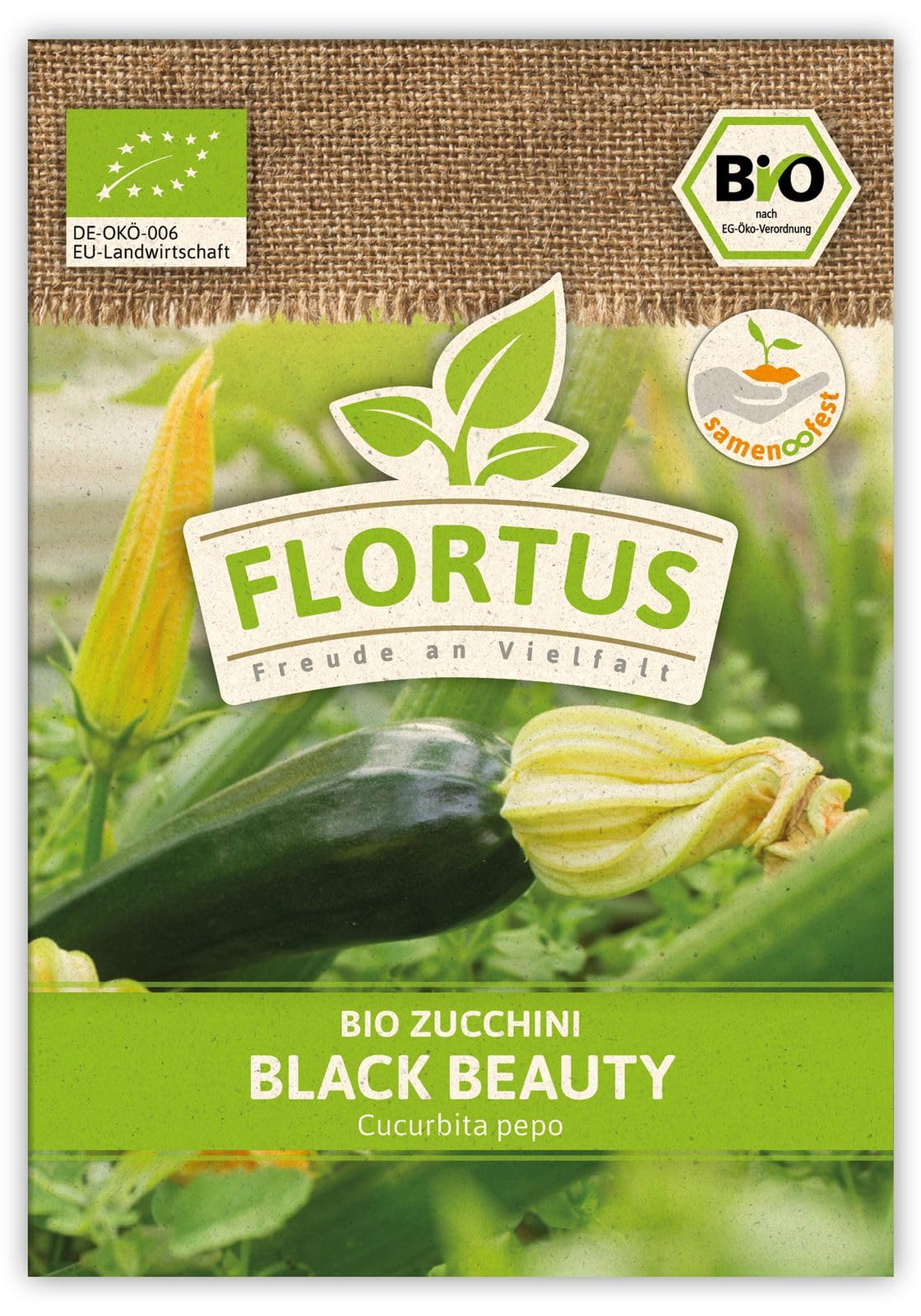 FLORTUS 2000-0498-100x Zucchini Black Beauty (100 Stück) (BIO Zucchinisamen)