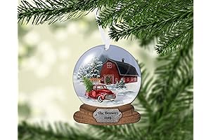 Personalized 2-Dimensional Snow Globe Red Christmas Ornament