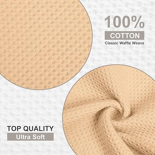 Miniatura 7 de Kitinjoy - Paños de cocina de 100 % algodón (12 x 12 pulgadas, albaricoque), paquete de 6 paños de cocina de tejido gofrado ultra suaves