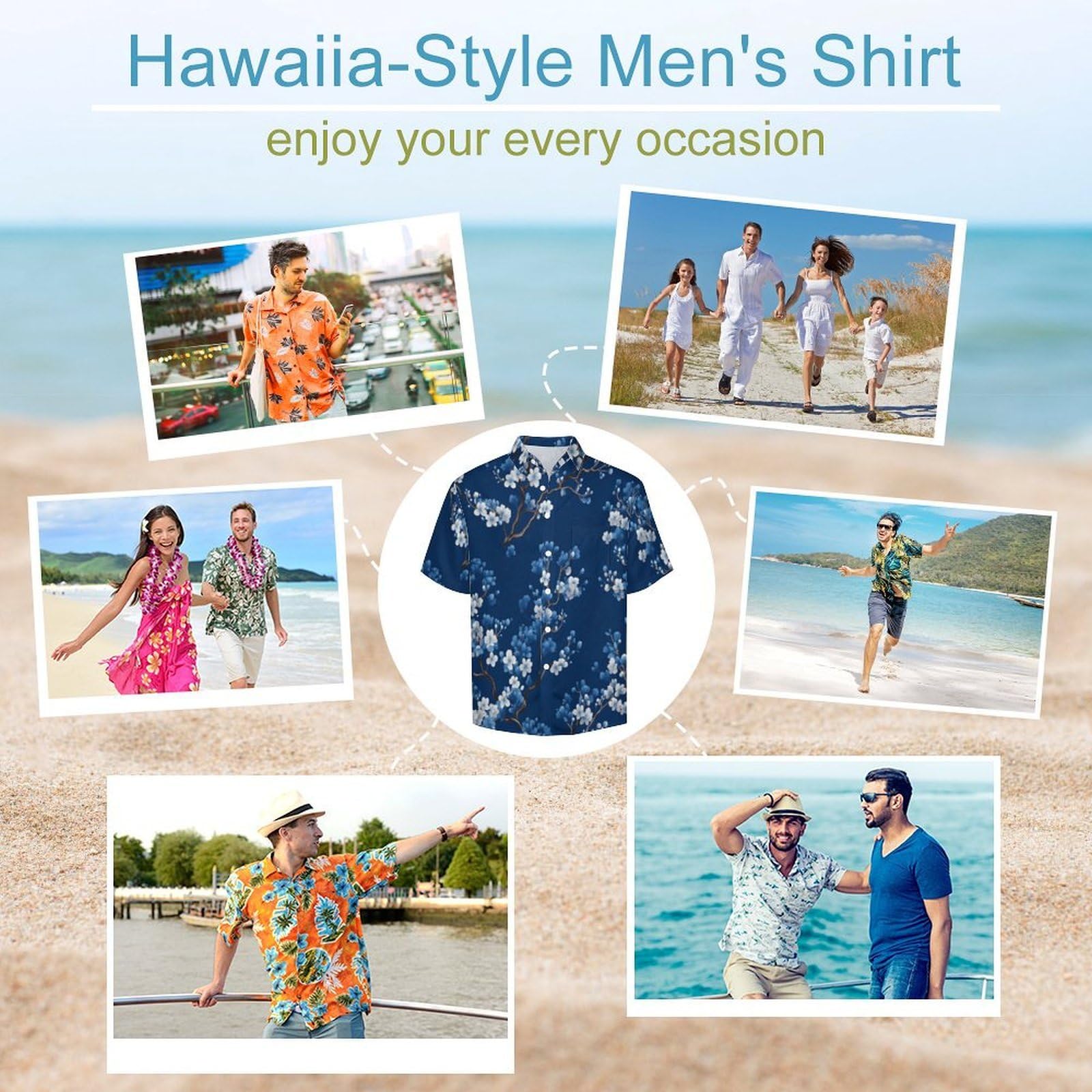 Funky Camicia Hawaiana Uomo, Manica Corta Design Aloha Camicie con Bottoni, Estiva Camicie a Piante Piccoli Fiori Casual Stampa Spiaggia Estate Semplici Camicia
