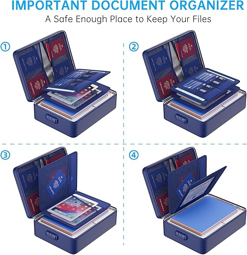 Miniatura 14 de ENGPOW Bolsa de documentos ignífuga de 5200°F con cerradura, caja ignífuga con aislamiento térmico mejorado, organizador de archivos de 8 capas