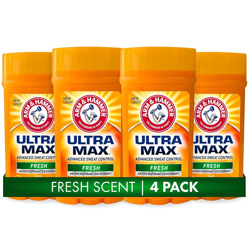 Desodorante antitranspirante ARM & HAMMER ULTRA MAX, fragrância Fresh, bastão sólido, pacote com 4