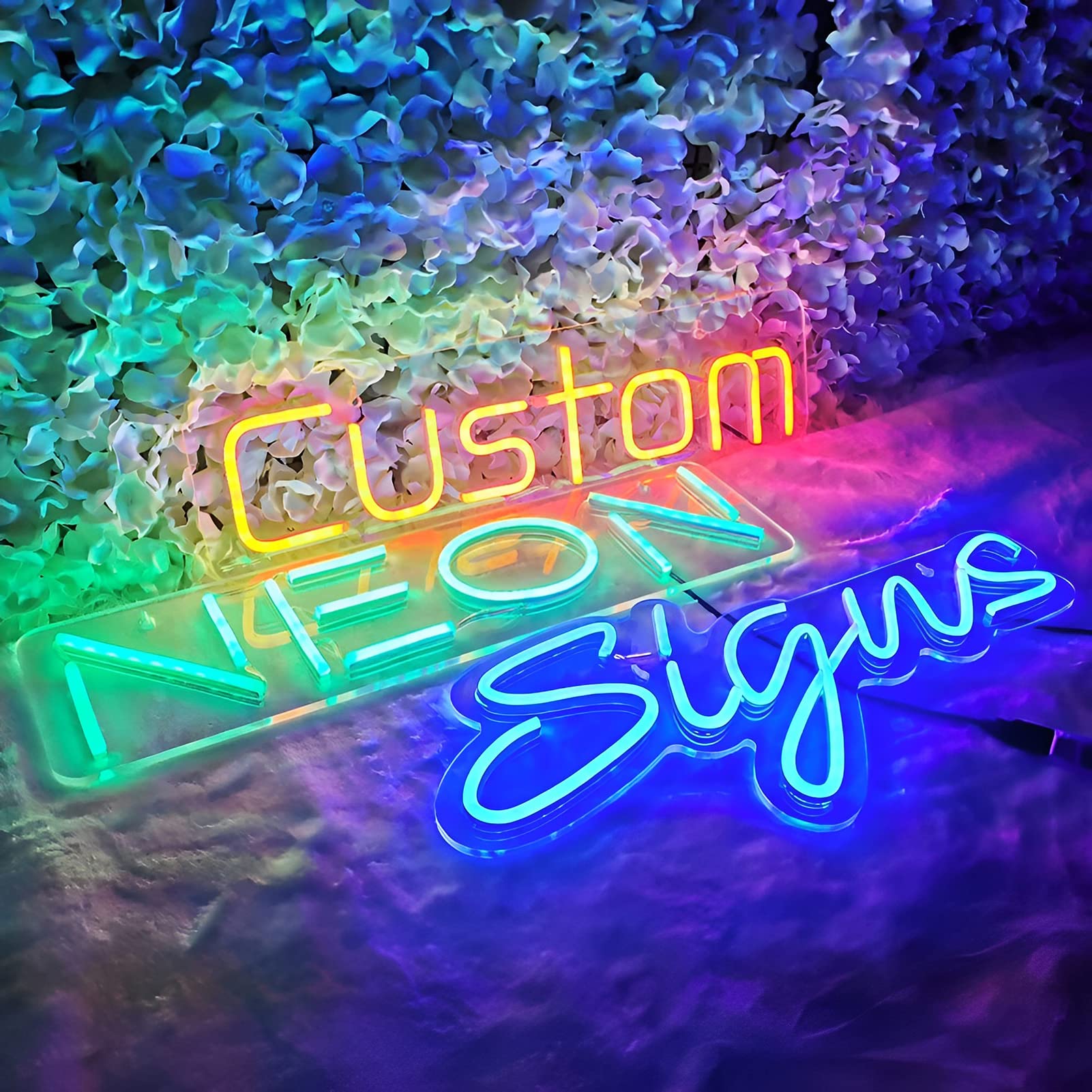 Personalisiert LED Leuchtschilder - Benutzerdefinierte Neonschilder für Wanddekoration Bar Geburtstag Hochzeit Party Schlafzimmer Logo Lichtzeichen Neonschild(Optionaler 25-120cm,1 - 3 Lines Text)