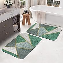 Story@Home 2 Pc Rubber Rectangular Bath Mat 4 MM | Anti-Skid Water Soaking Bathroom Rug Door | Floor Mat | Soft Quick Dry Water Absorbent Mat for Home Office 40 X 60 cm (Green)