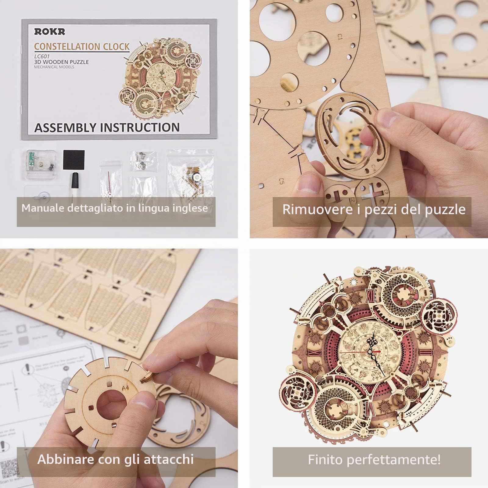 ROKR Puzzle in legno 3D Orologio Modellismo da costruire per adult Decorazione per la casa Regalo(LC601)