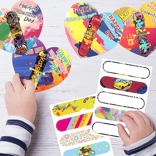 Miniatura 6 de ceiba tree Paquete de 30 tarjetas del día de San Valentín con patinetas de dedo para niños, intercambio de aula, regalos de fiesta de feliz día de