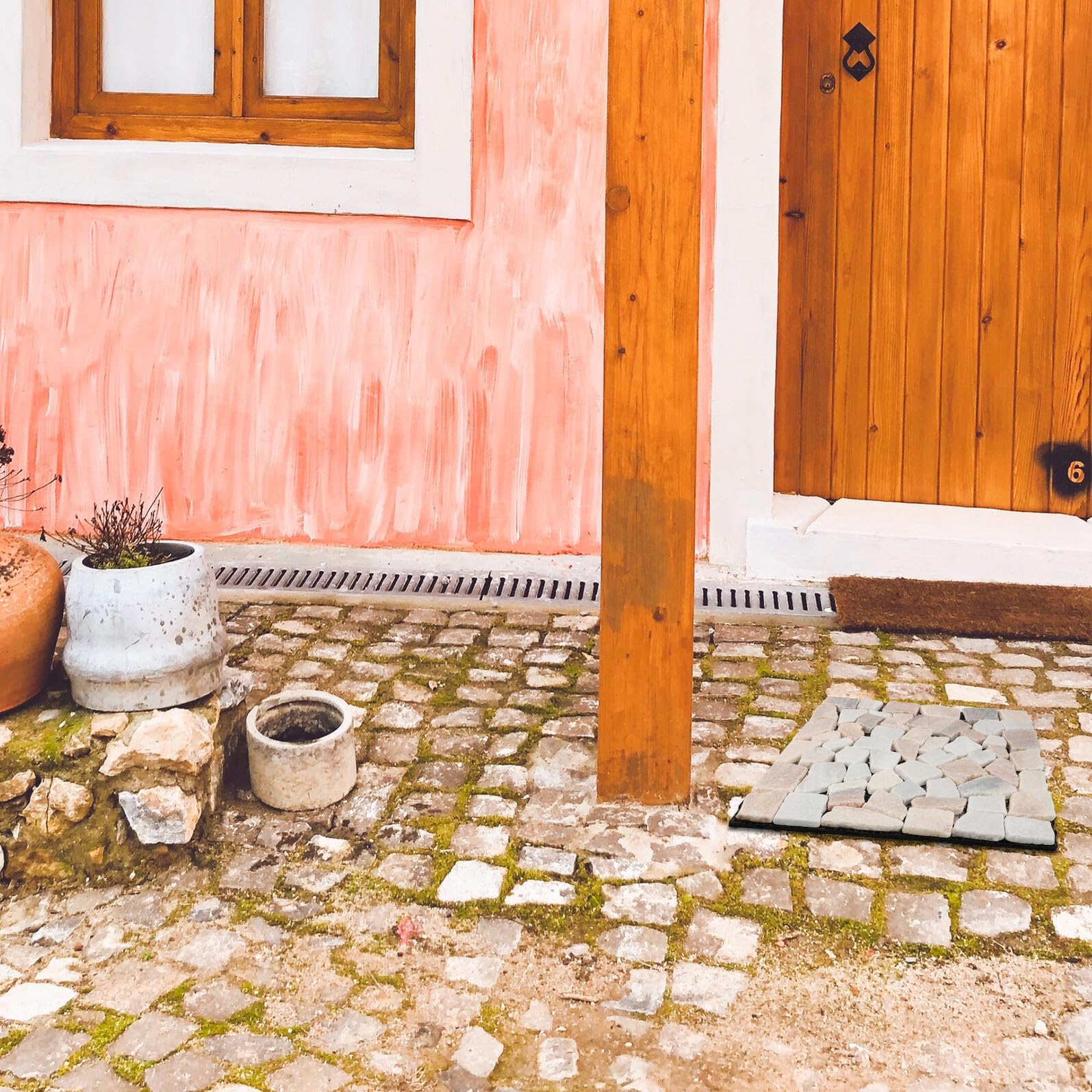 HOMSFOU Baldosas de Piedra para Jardín Diseño Entrelazado Anticorrosivo, Material Sintético Resistente para Decoración del Hogar en Interior y Exterior