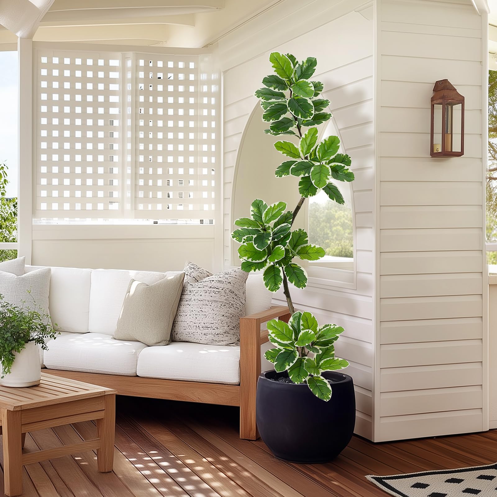 Garvee Plantas Artificiales de 180 cm, Plantas Falsas de higuera Artificial con Maceta Blanca, árbol Artificial, Plantas de plástico Grandes, Plantas Artificiales para Interior y Exterior, habitación