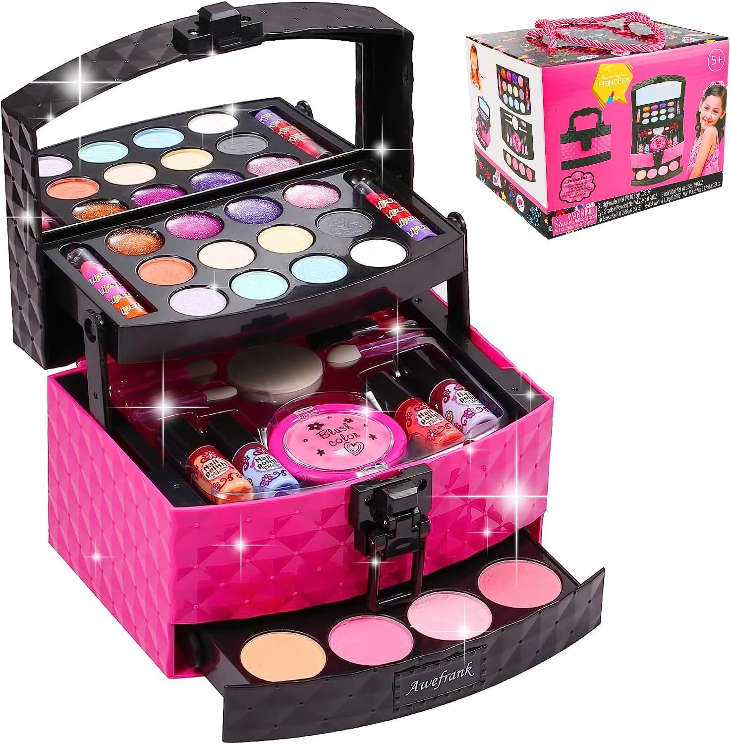 Kids Makeup Kit for Girls Toys, Toddler Makeup Set, Real Safe & Non-Toxic & Washable for Endless Fun and Creativity, Perfect Princess Gift & Valentines Day Gifts for Ages 3-12