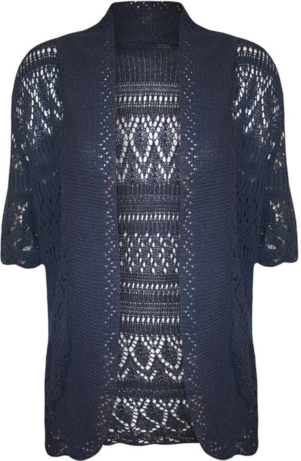 FashionMark Women's Plus Size Crochet Knitted Cardigan Shrug - blue - 24-26