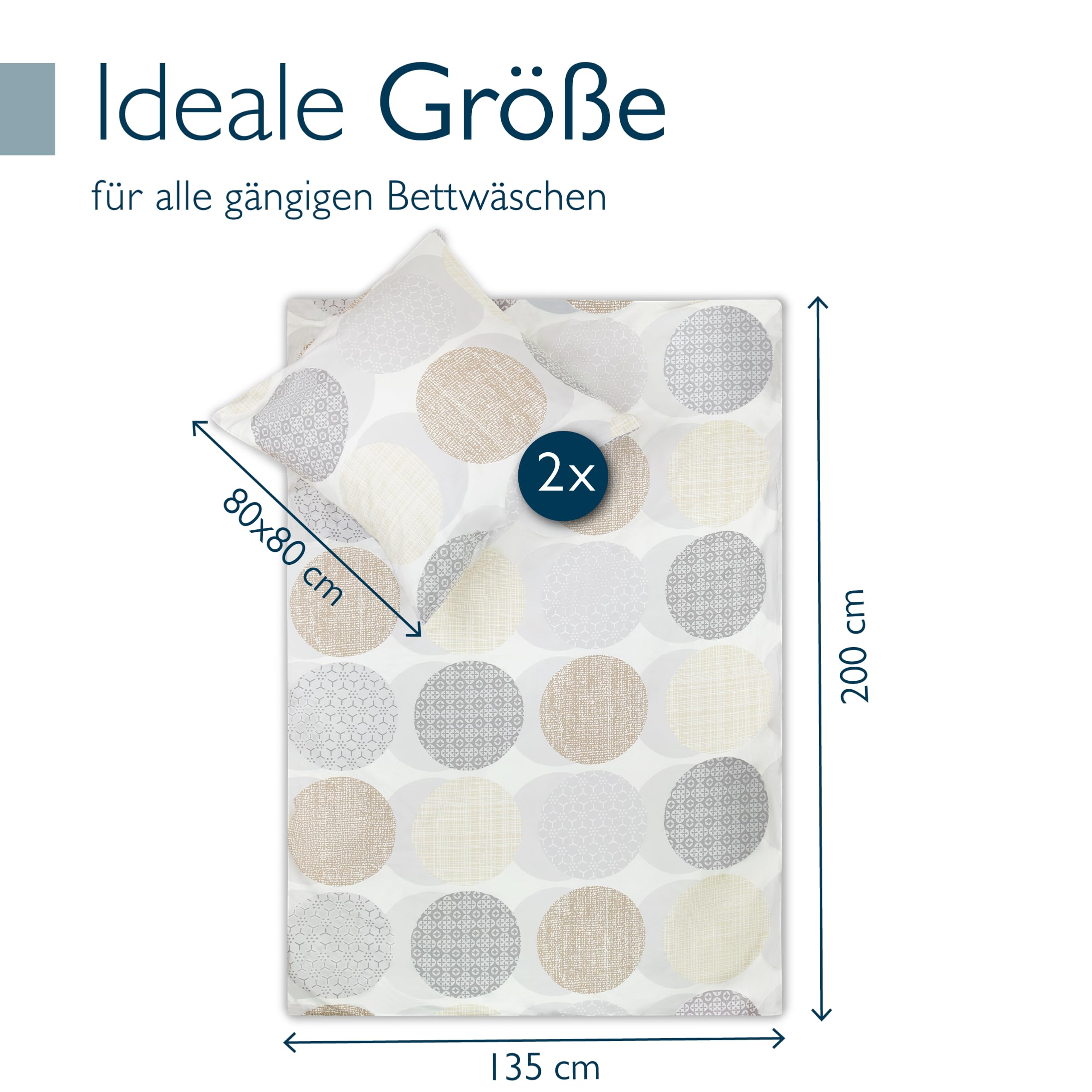 Beautissu Biber Bettwäsche 4teilig 100% Baumwolle Flanell Winterbettwäsche | 135x200cm Beige warme Feinbiber 2X Bettbezug & 2X Kissenbezug 80x80cm Biberbettwäsche Bettwäsche-Sets warm Winter Set Josi