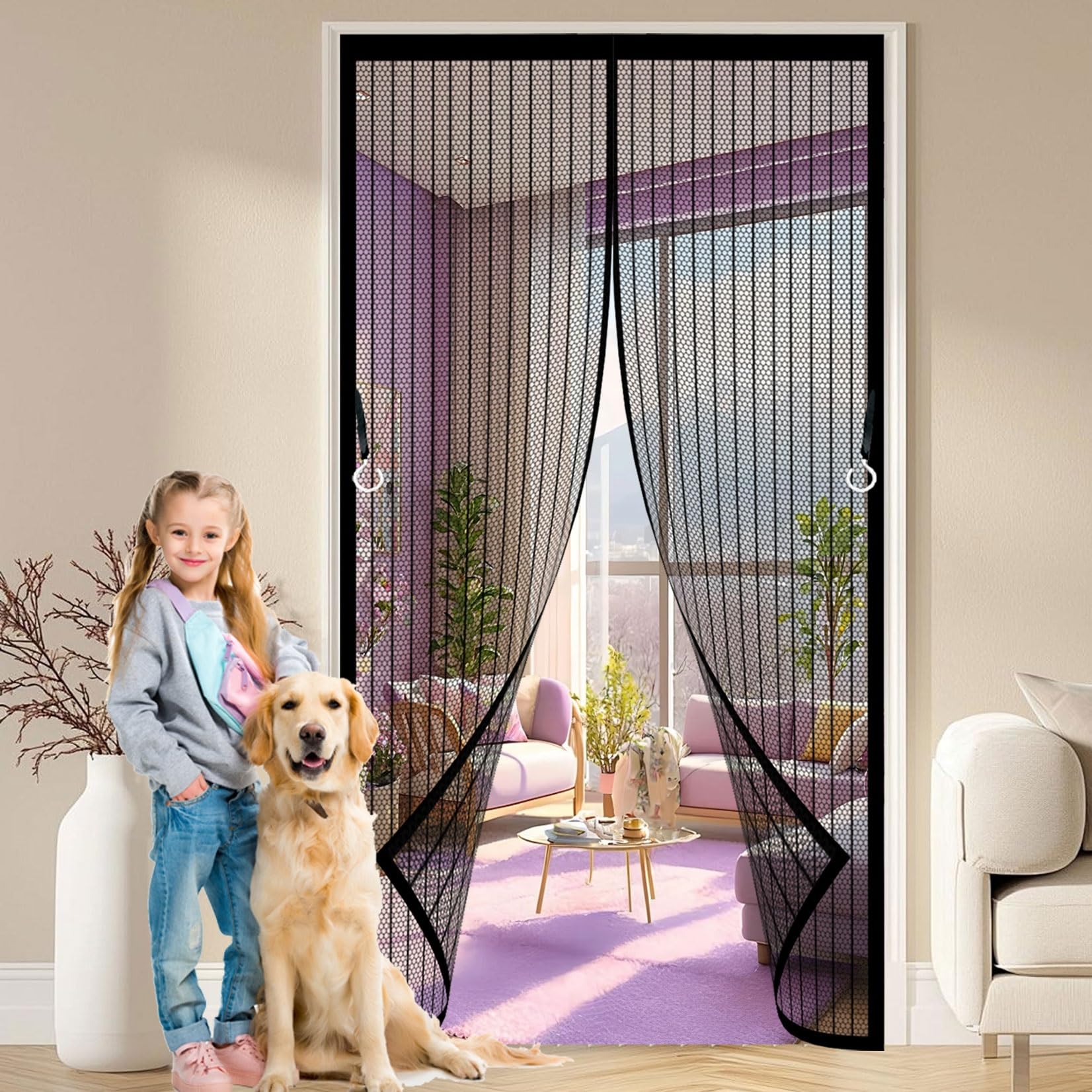 Moustiquaire porte fenêtre magnétique 77x184 cm noire pour salon