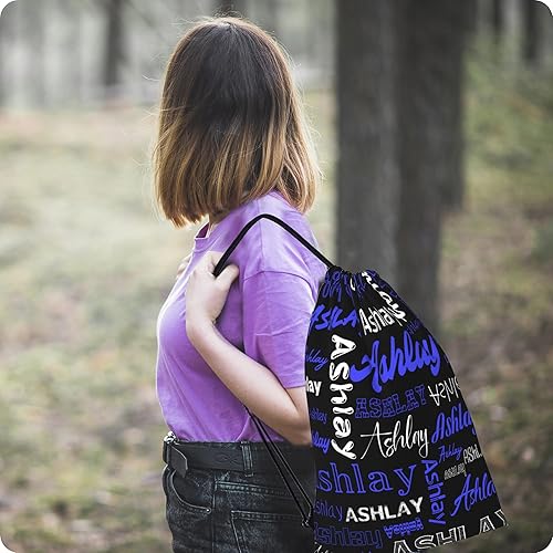 Miniatura 5 de Mochila personalizada con cordón para hombres y mujeres, pequeña bolsa de gimnasio, playa, compras, deporte, yoga, Nombre personalizado-11, Mochilas