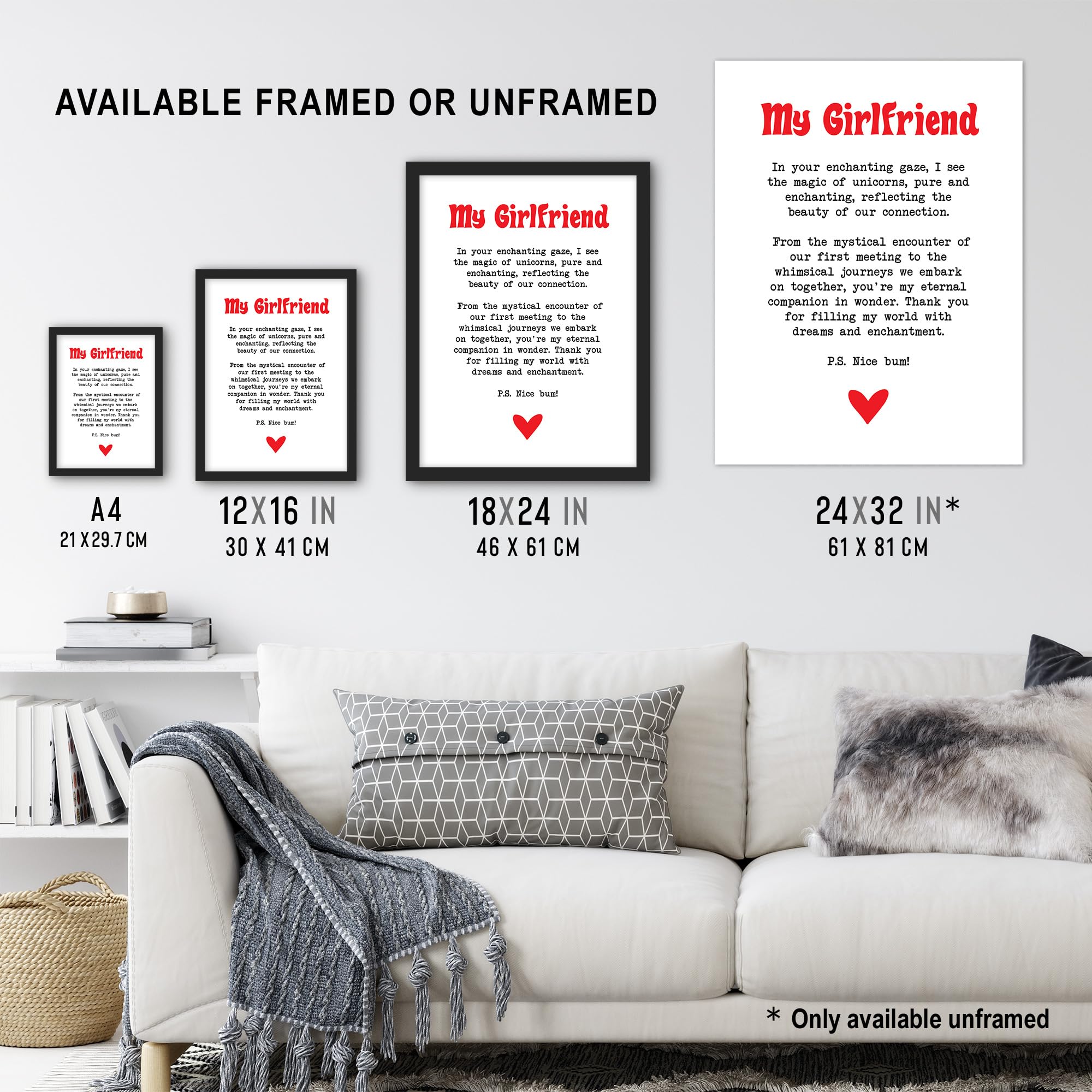 Artery8 Love Poem Unicorn Magic Girlfriend Romance Poetry Bedroom Large Wall Art Poster Print Thick Paper 18X24 Inch - Image 3