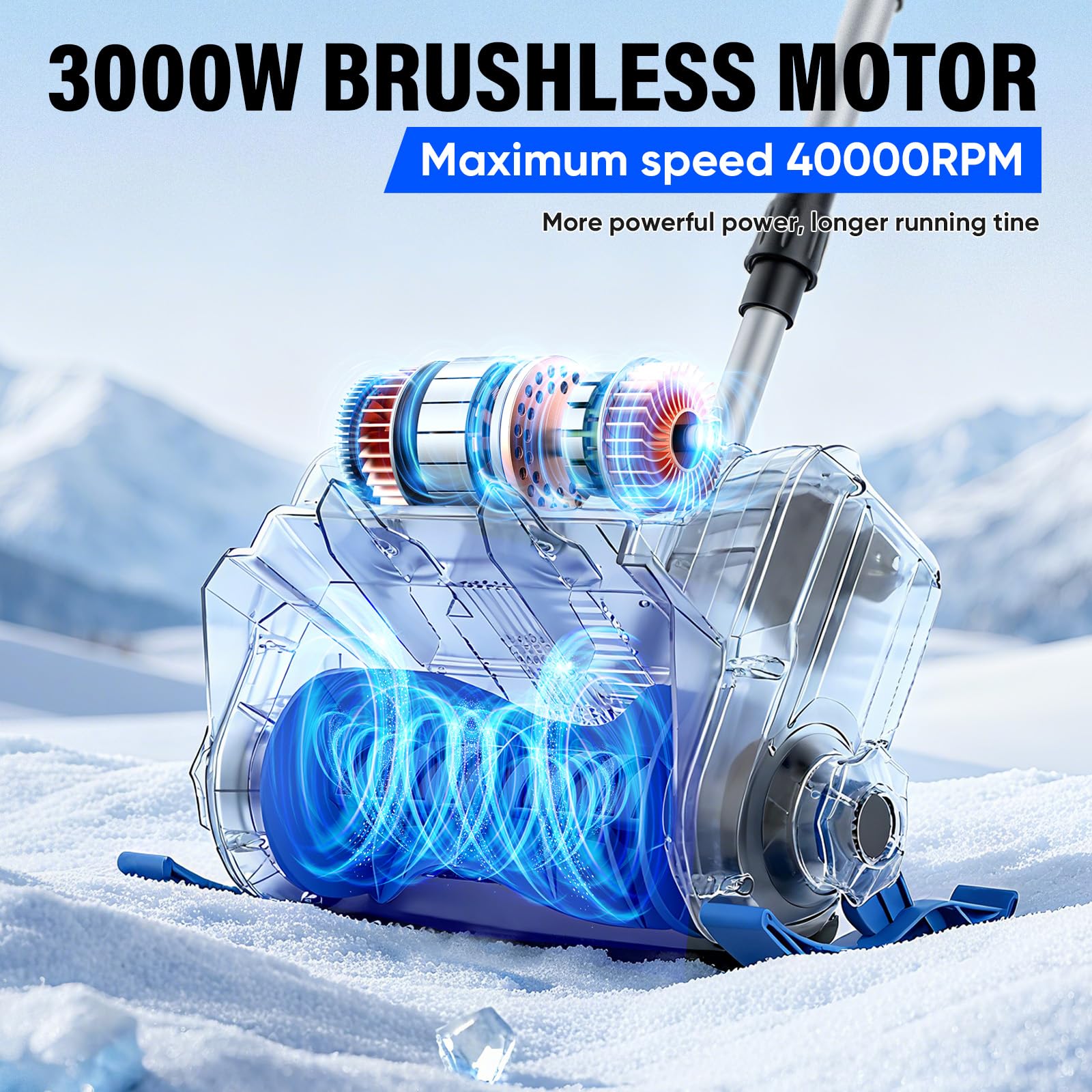 Akku Schneeschaufe für Makita 18V Batterie,Akku Schneefräse,3000W Bürstenloser Motor bis 24cm Räumhöhe,8.5m Wurfweite,38cm Arbeitsbreite,Einstellbare Auswurfrichtung,ohne Akkus & ohne Ladegeräte