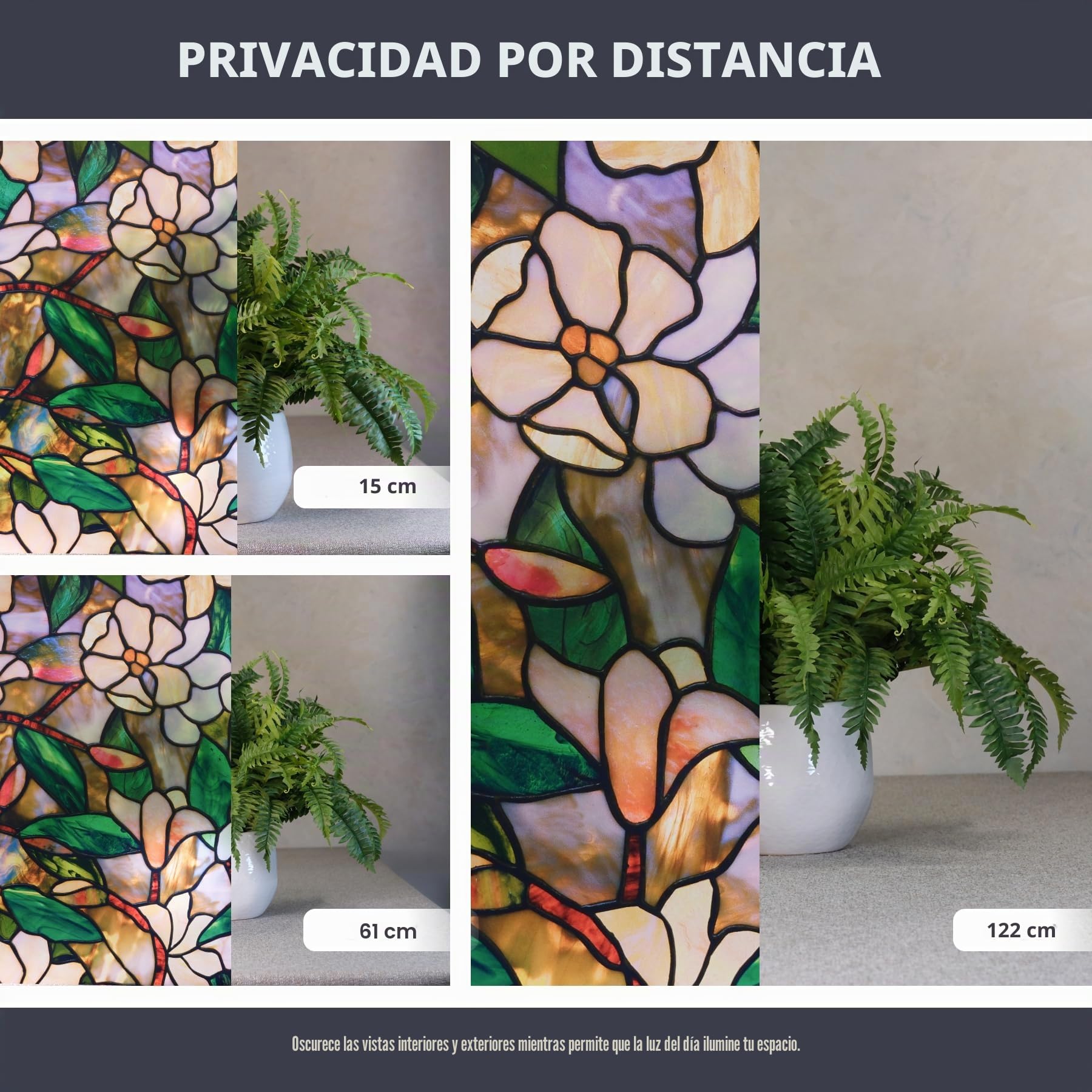 Artscape Magnolia | Película de privacidad para Ventana con patrón de vidrieras | no Adhesiva y protección UV | Fácil de aplicar y Quitar | 61 x 91 cm