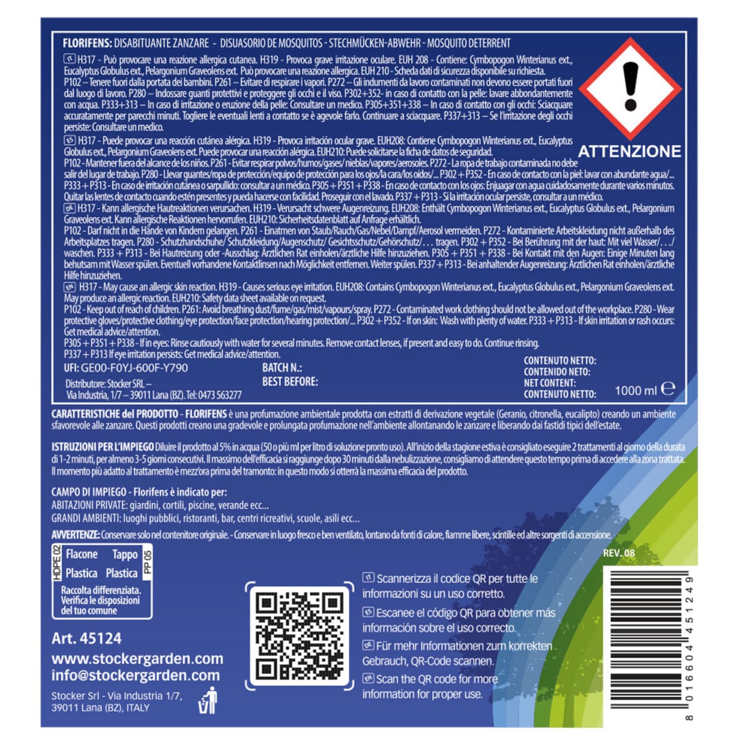 STOCKER - Florifens disabituante concentrato zanzare 1L