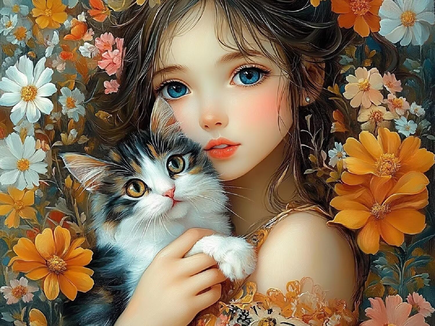 Mädchen Diamond Painting Erwachsene für Bastelset Kinder ab 6 Jahre, 5D Amazon Diamond Painting Viereckige Steine Katze, DIY Full Diamant Set für Wanddeko Hauswand Festival Geschenke 90x70cm C3-216