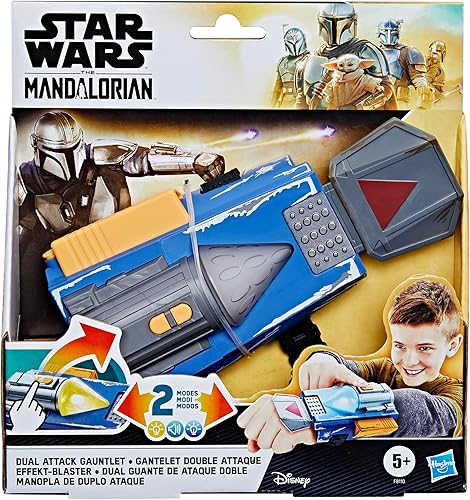 Miniatura 2 de STAR WARS The Mandalorian - Guantelete de doble ataque, juego de rol electrónico interactivo con luces y sonidos, juguetes para niños y niñas de 5