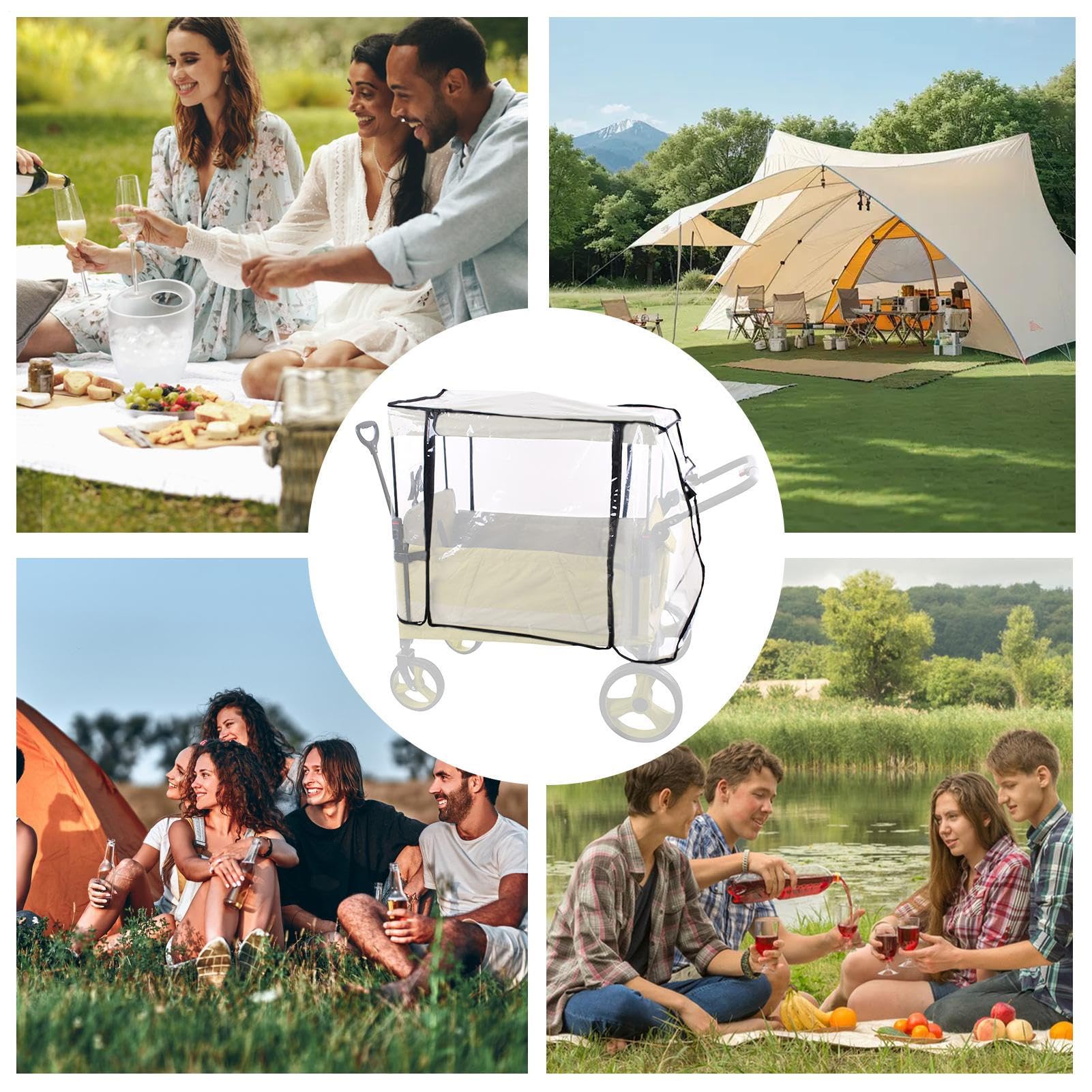 Housse de Pluie pour Poussette Protection Anti-Vent et Canopée Universelle