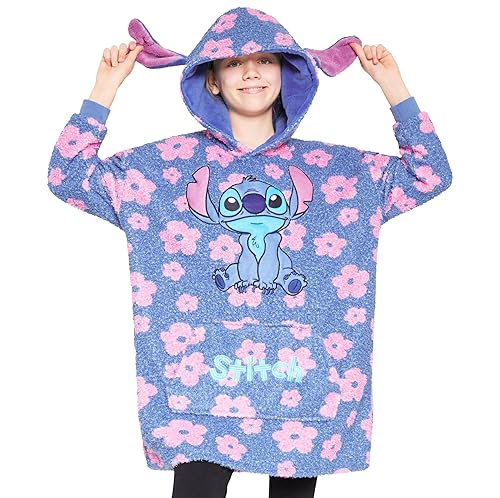 Disney Stitch Fleece Hoodie Blanket for Kids and Teenagers -