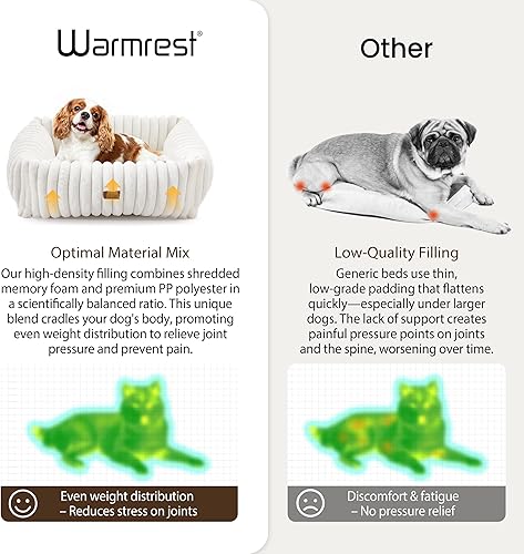 Miniatura 5 de Cama lavable para perros pequeños y medianos, cama rectangular ortopédica de forro polar de pana para mascotas con funda extraíble y parte inferior