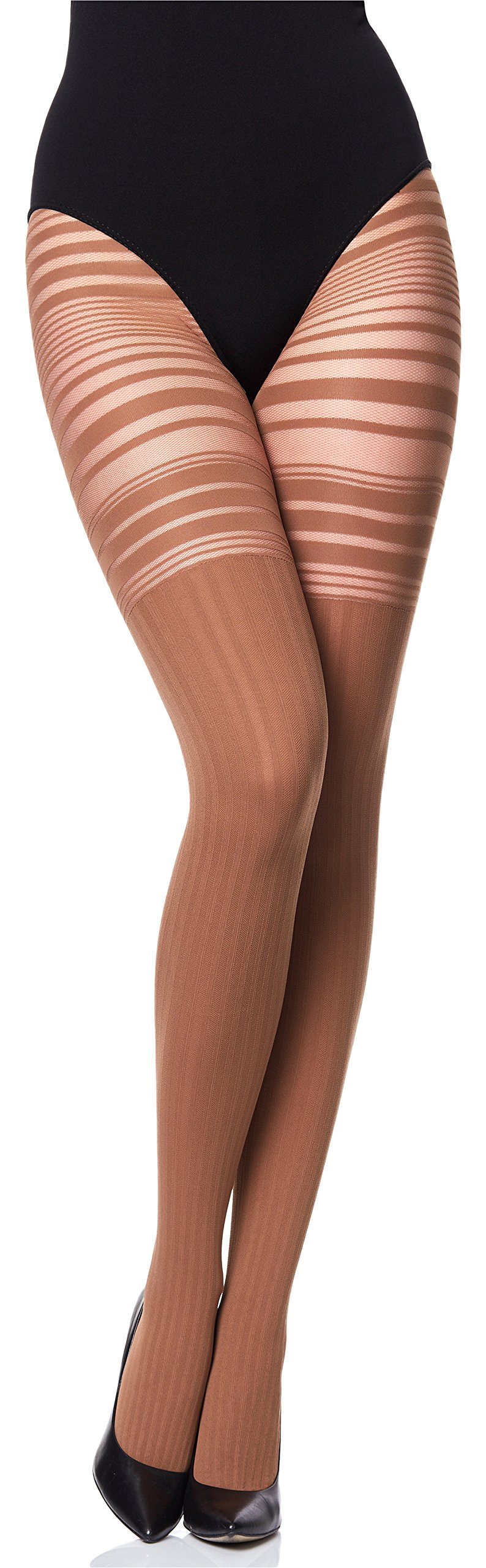 Merry Style Damen Overknee Strumpfhose Damen Muster Streifen Strumpfhosen MS 252