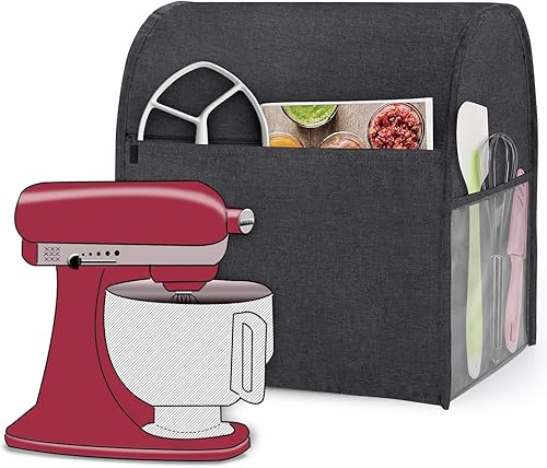 Luxja Cubierta antipolvo compatible con mezcladores KitchenAid de 4.5 cuartos y 5 cuartos de galón, cubierta antipolvo con bolsillos laterales